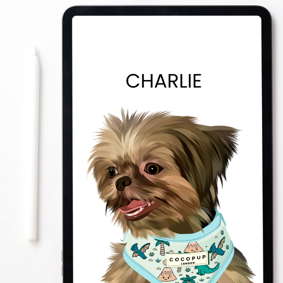 Custom Dog Art (Portraits) - Black Picture Frame Available