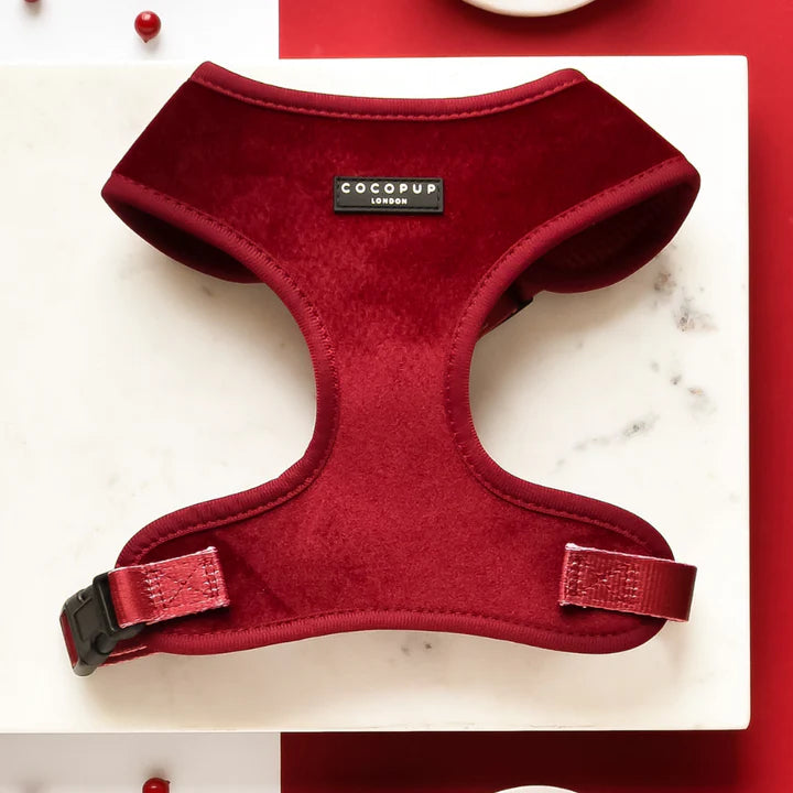 Luxe Red Velvet - Adjustable Dog Harness