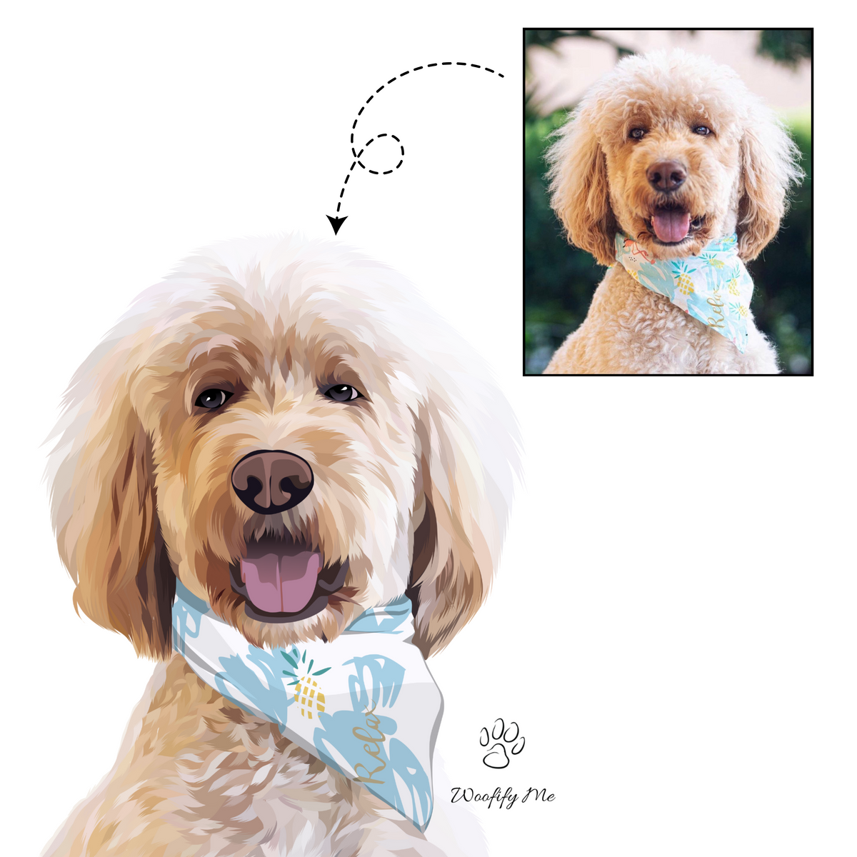Custom Dog Art (Portraits) - Black Picture Frame Available