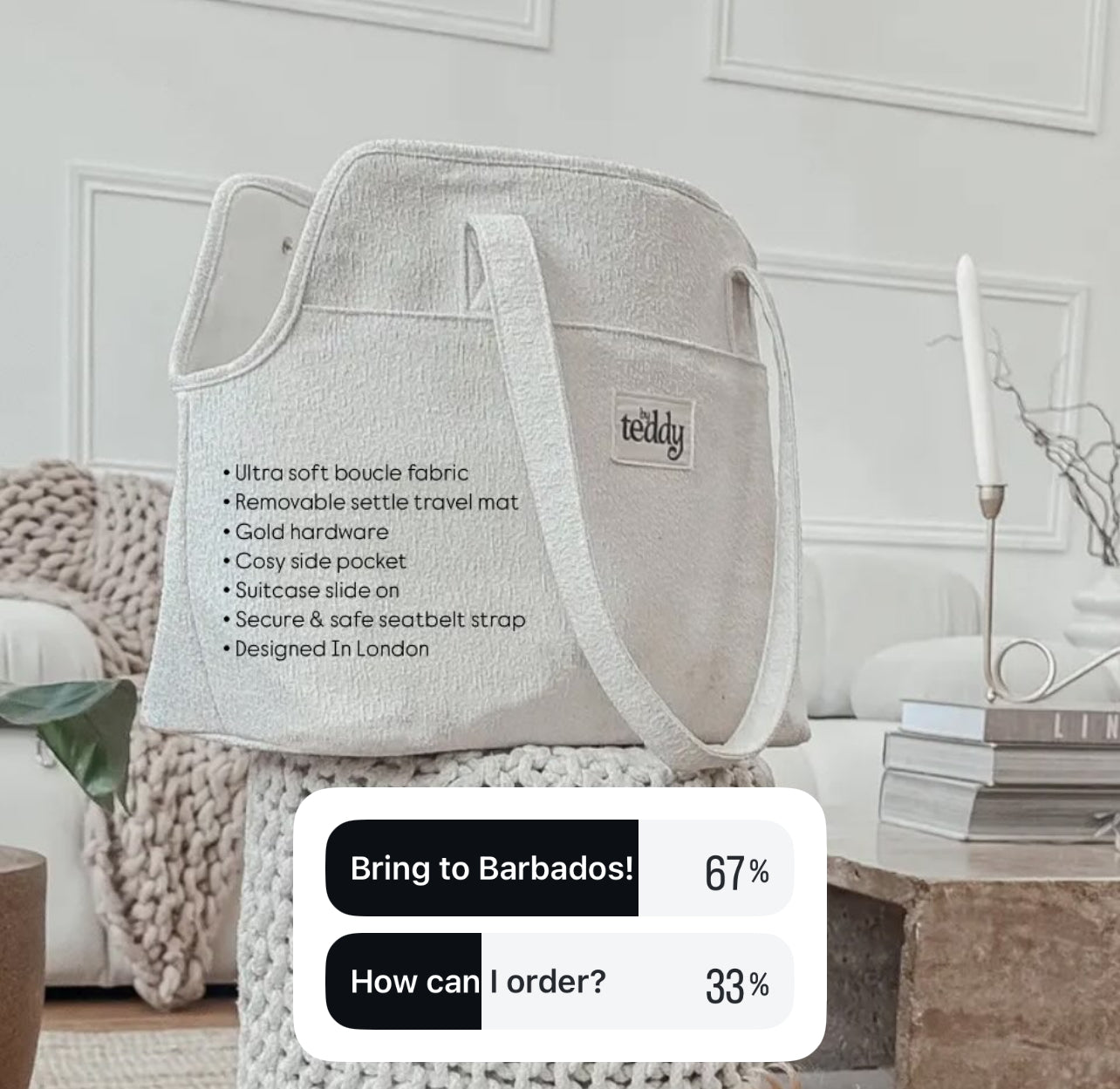 Bouclé Handbag Pet Carrier
