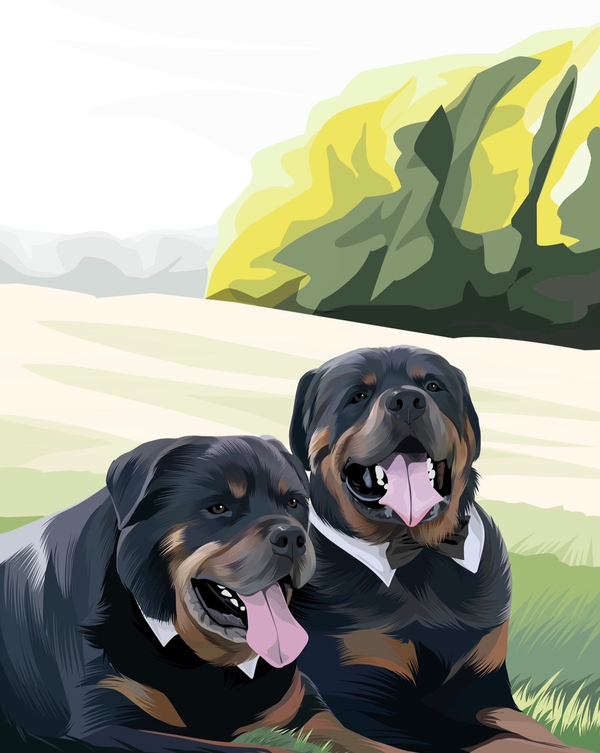 Custom Dog Art (Portraits) - Black Picture Frame Available