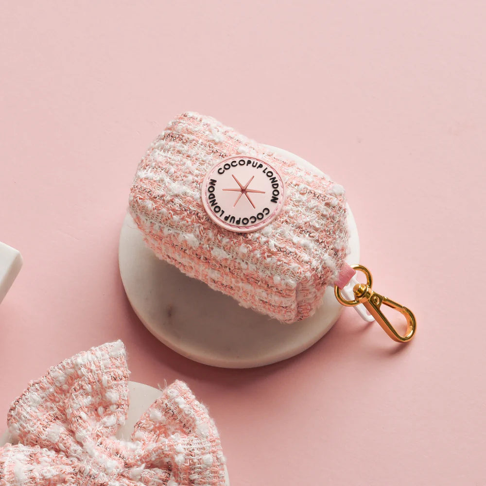 Pink Tweed Poop Bag Holder - Bridgerton