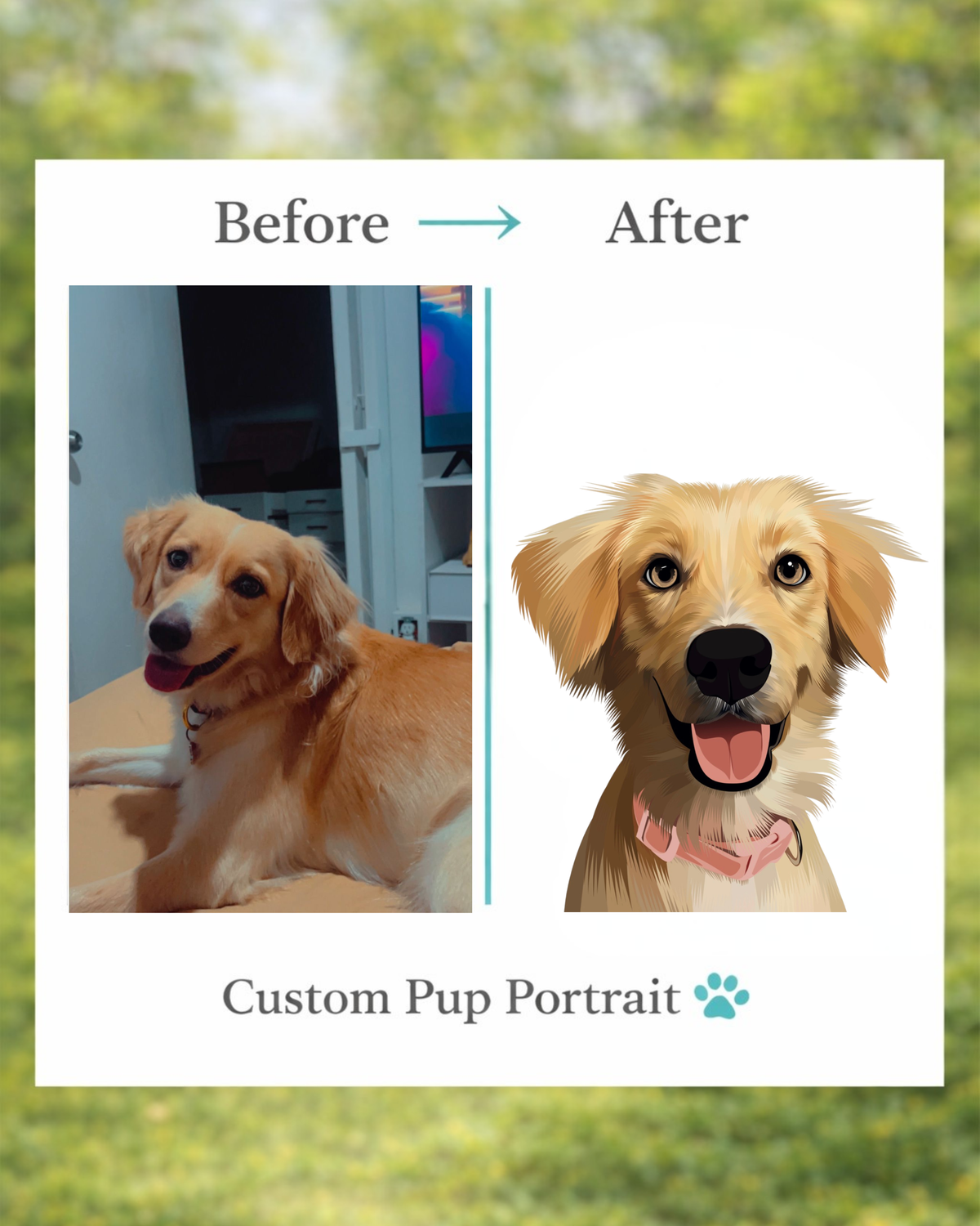 Custom Dog Art (Portraits) - Black Picture Frame Available