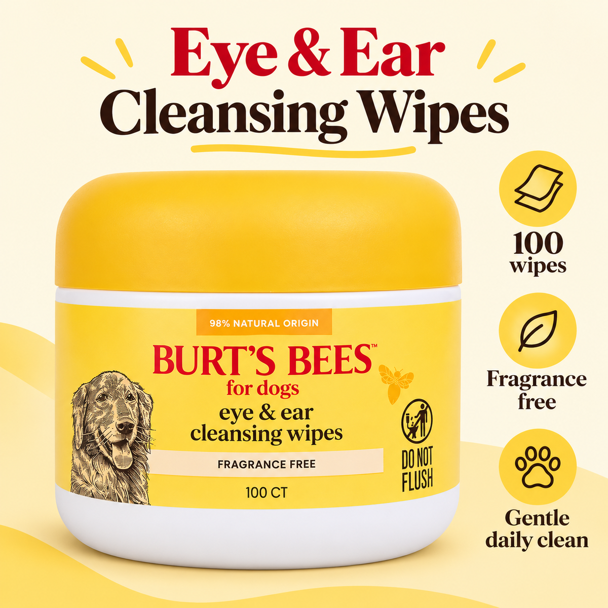 Burt’s Bees Eye & Ear Cleansing Wipes for Dogs