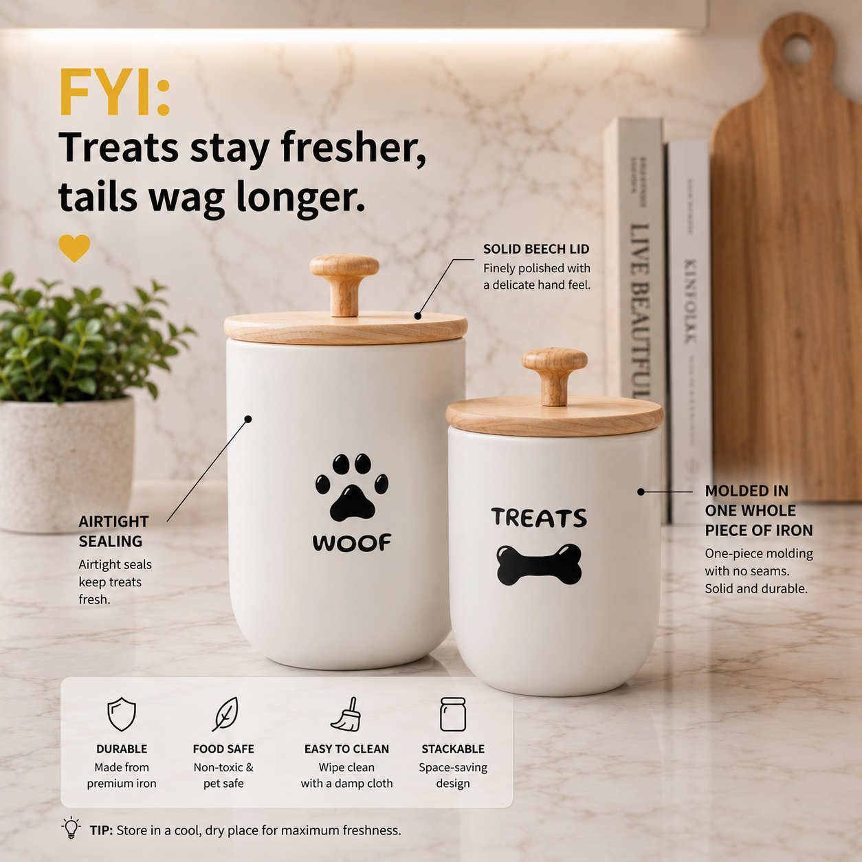 Dog Treat Storage Jars (Woof & Treats)