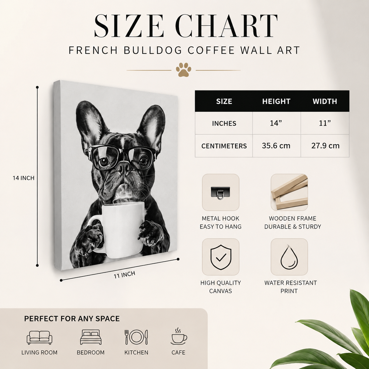 A Coffee Loving Frenchie Wall Art Decor