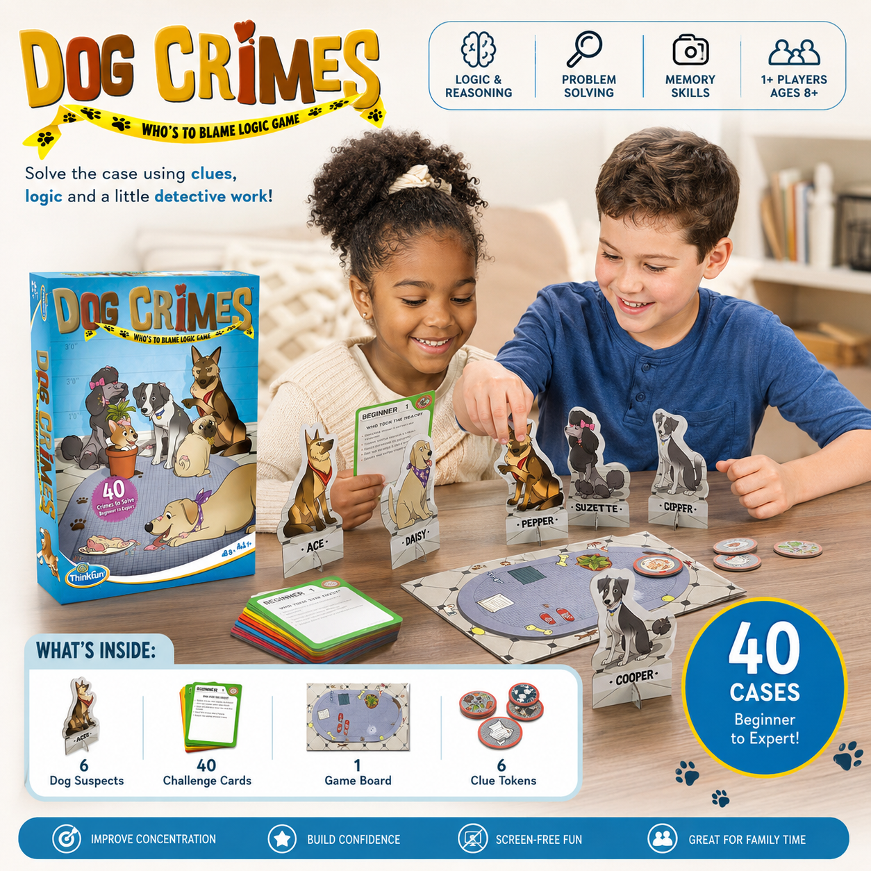 Dog Crime Logic Board Game - Paw Police