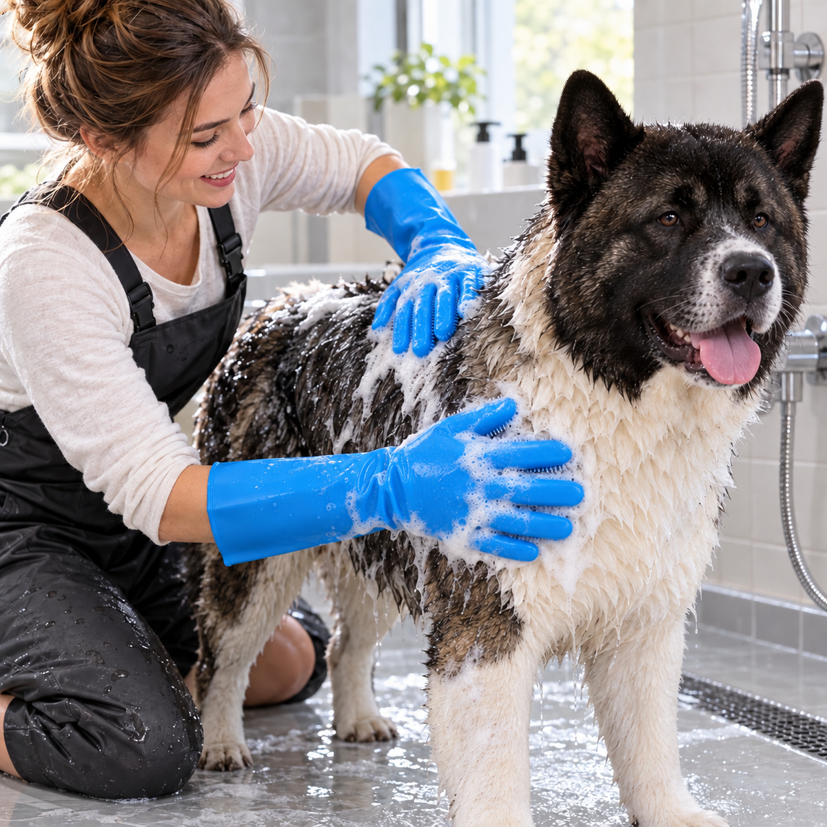 Scrub & Snuggle: Silicone Dog Grooming Gloves