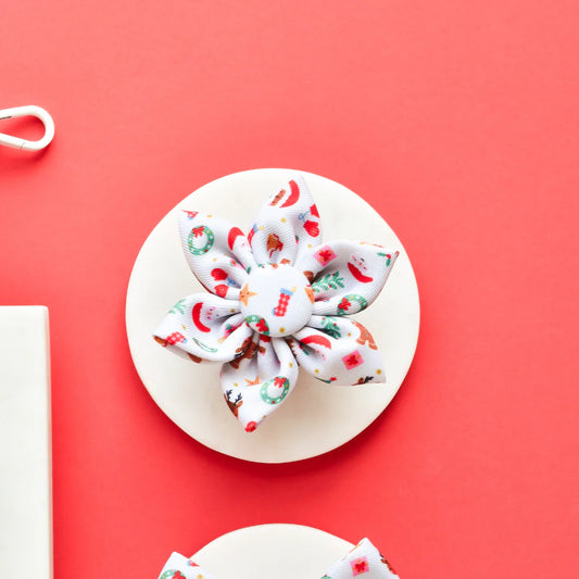 Christmas Pawty Flower Bow Tie
