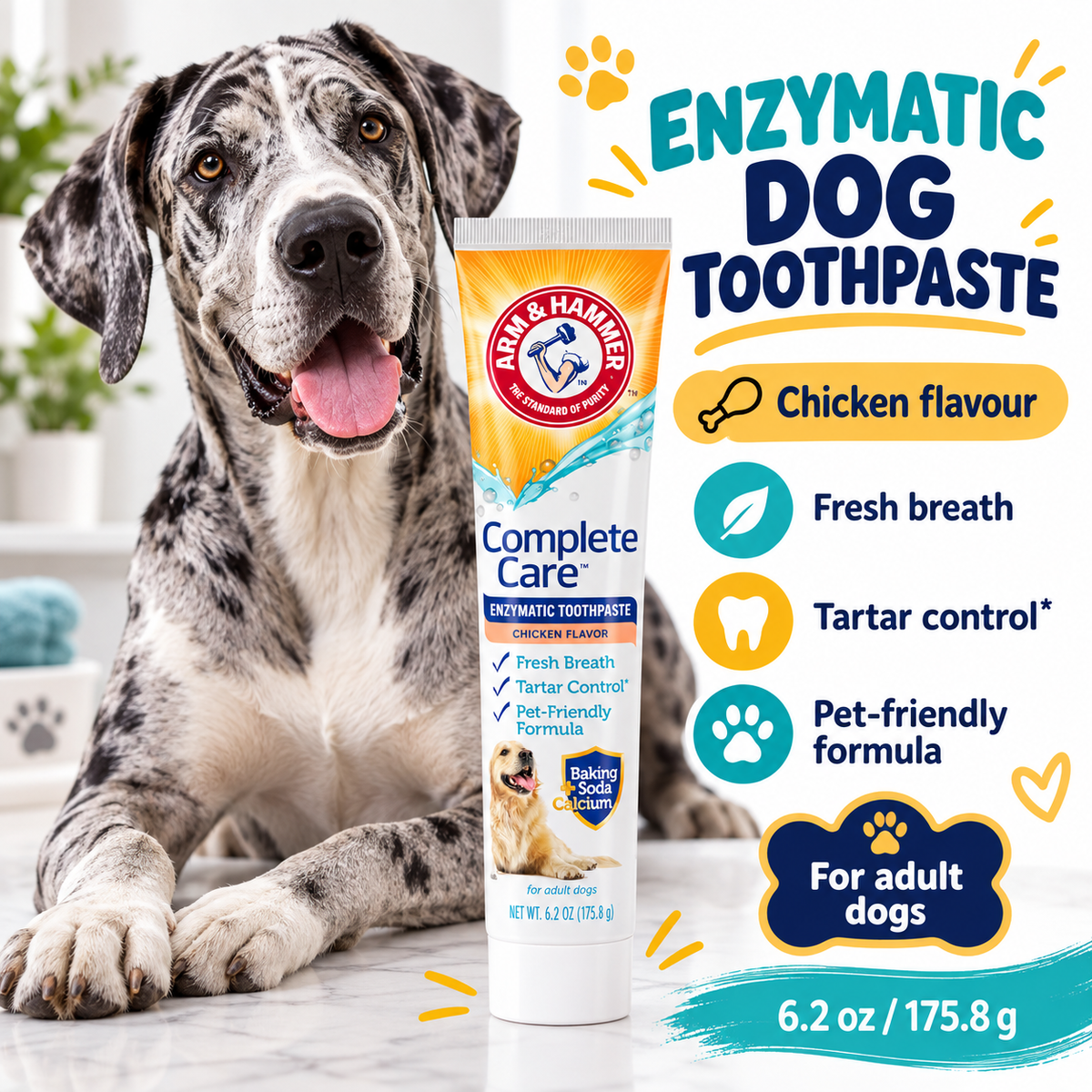 Arm & Hammer Complete Care Enzymatic Dog Toothpaste – Chicken Flavour (Adult Dogs)