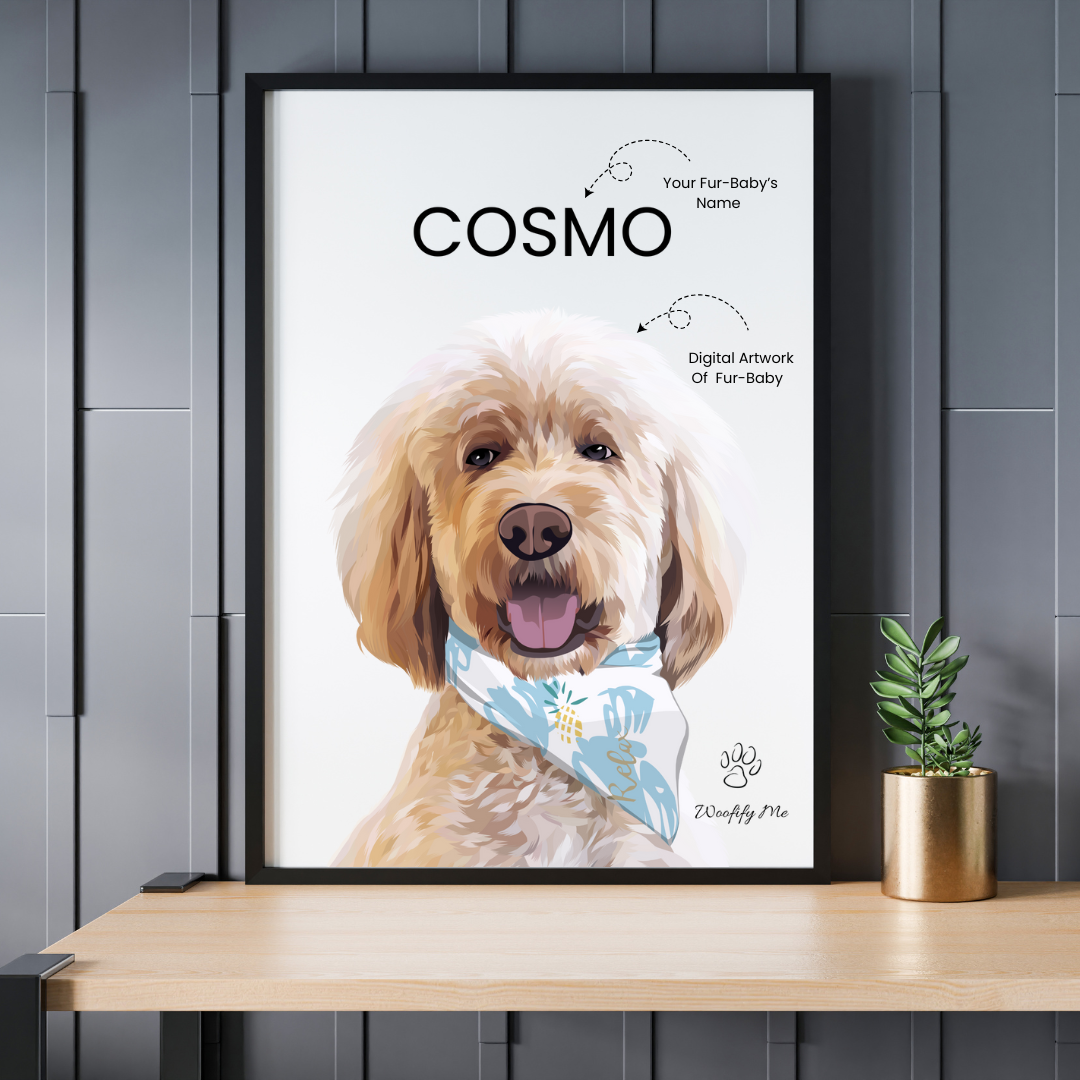 Custom Dog Art (Portraits) - Black Picture Frame Available
