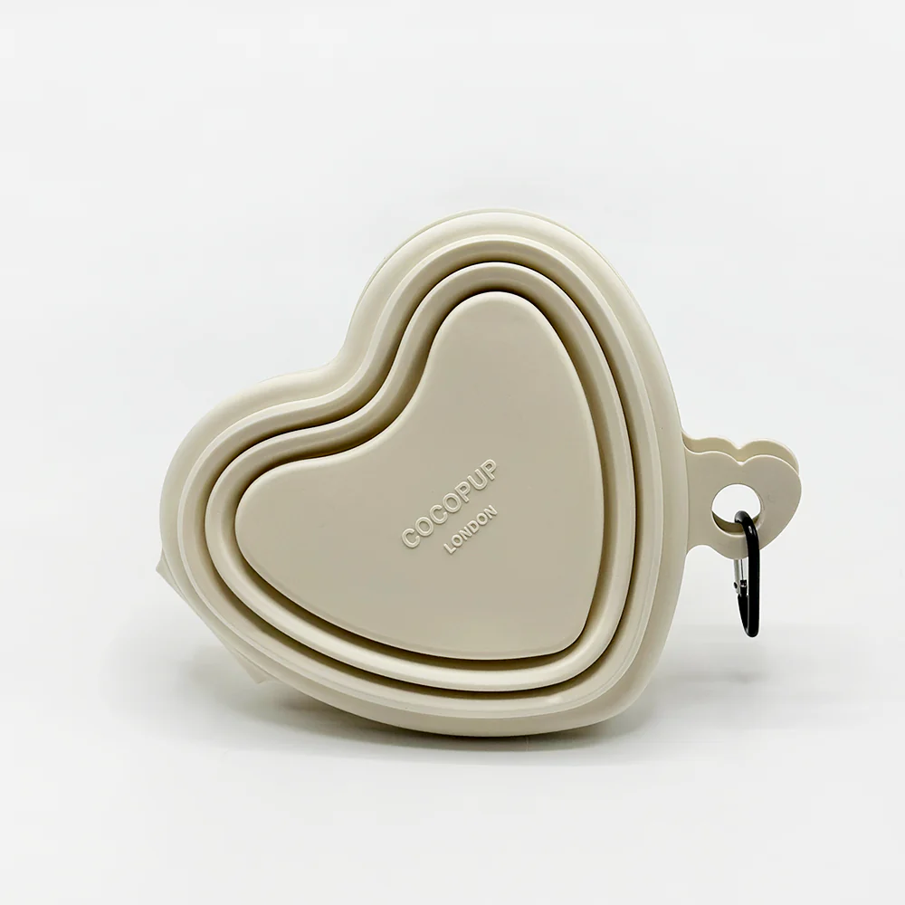 Heart Dog Bowl - Portable & Collapsible (Cream)