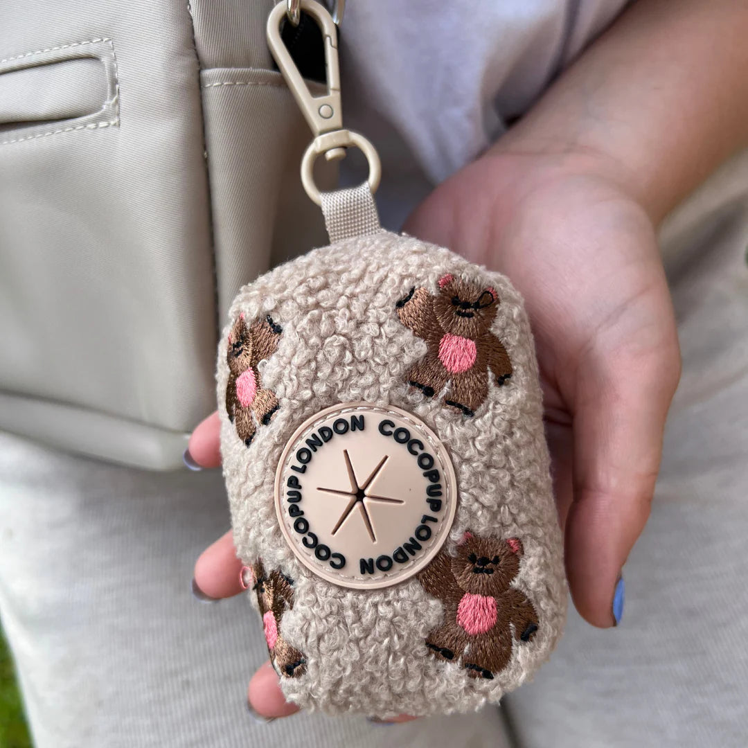 Embroidered Teddy Poop Bag Holder