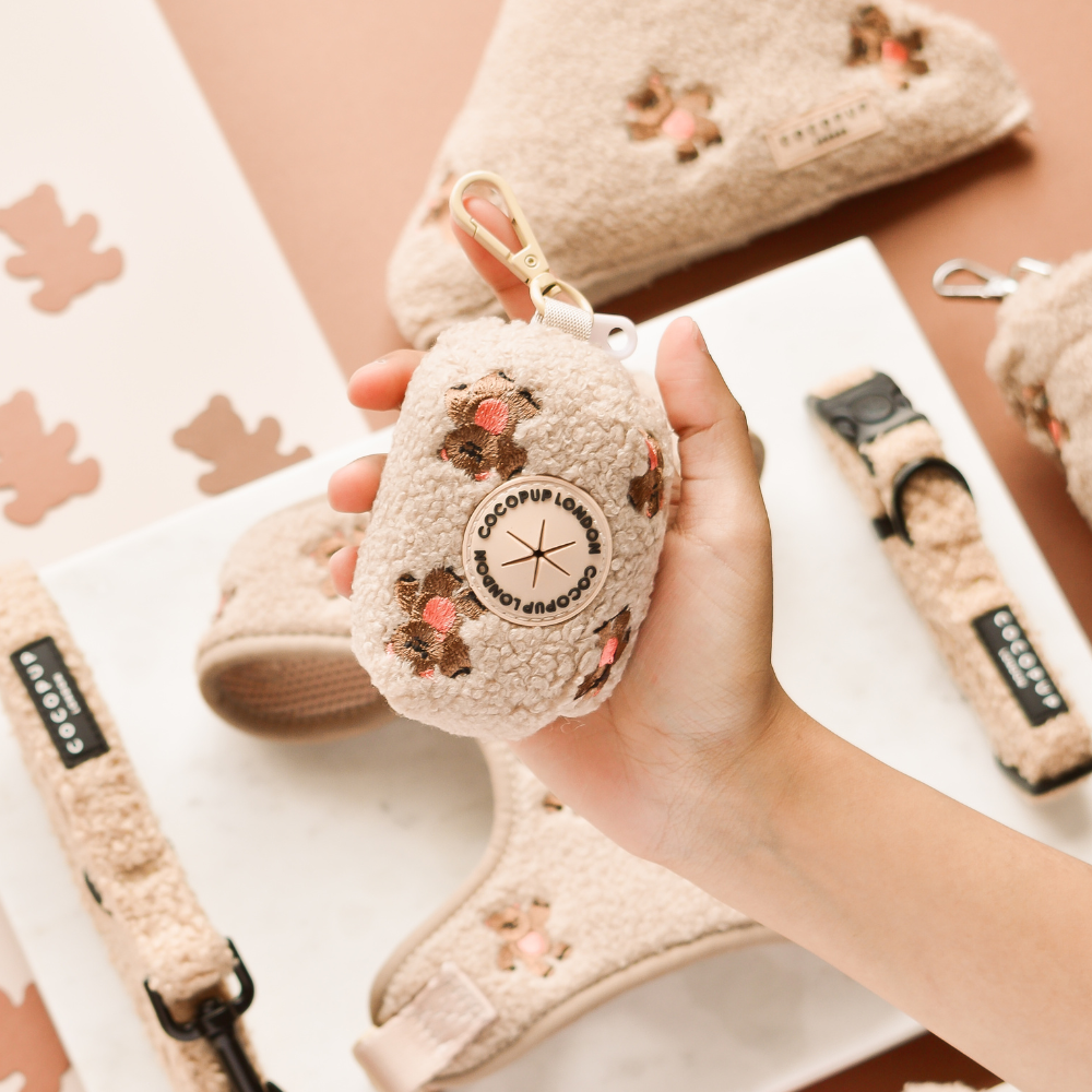 Embroidered Teddy Poop Bag Holder