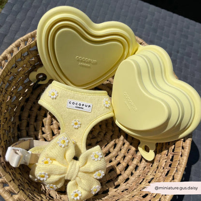 Heart Dog Bowl - Portable & Collapsible (Yellow)