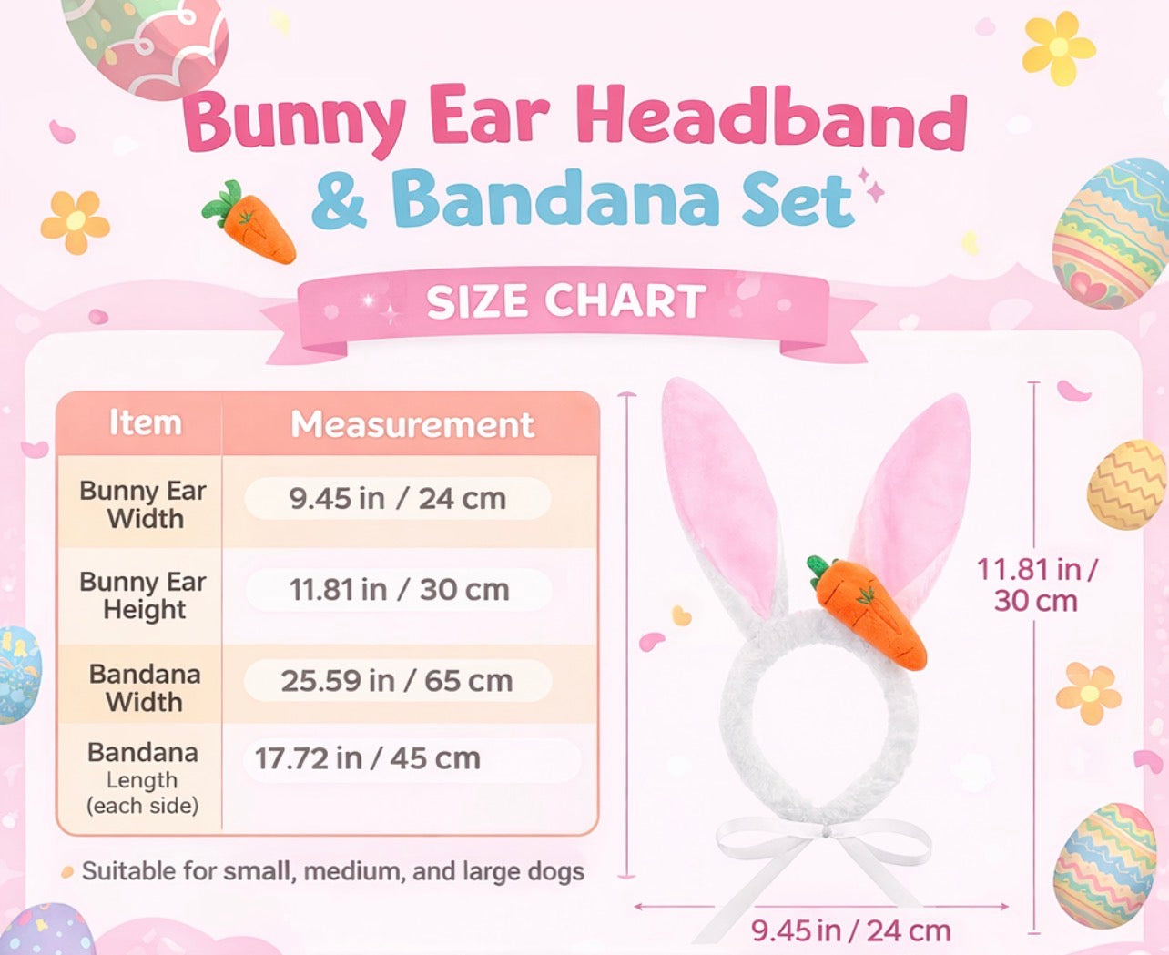Easter Bunny Ears Headband For Dogs