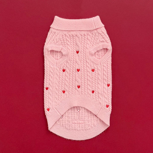 Pink Heartstrings Jumper - Cable Knit