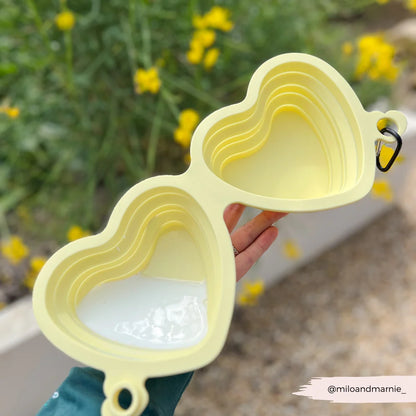 Heart Dog Bowl - Portable & Collapsible (Yellow)