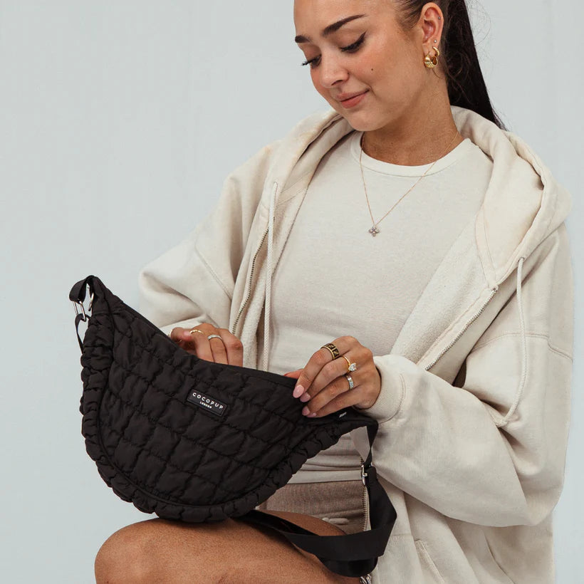 Crossbody Crescent Dog Walking Bag - Onyx