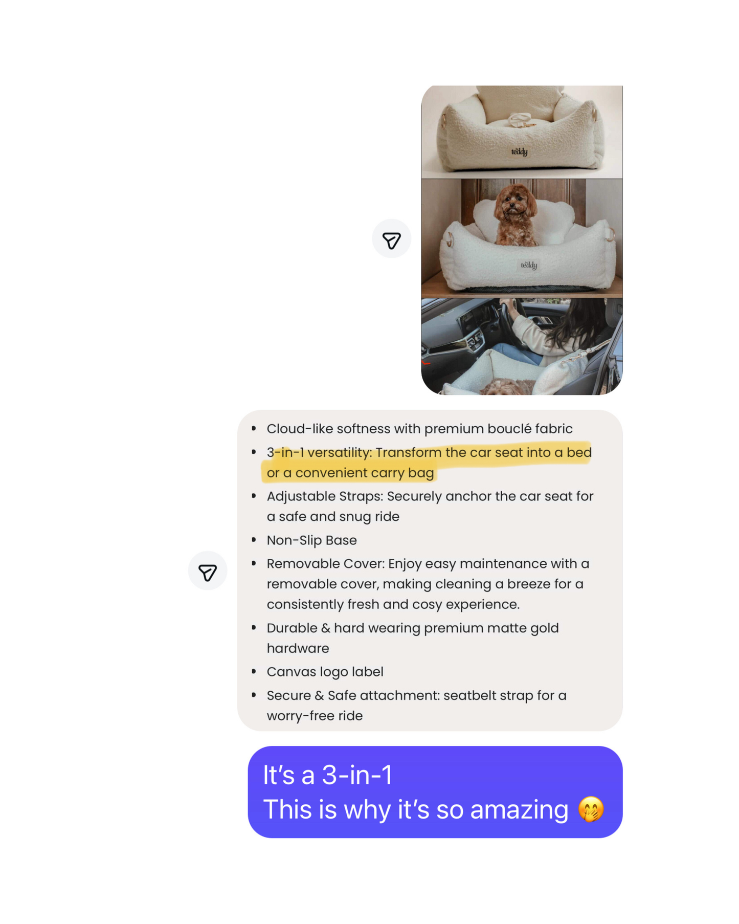 Bouclé Luxury Dog Car Seat (Pre-Launch | Payment Plan Available)