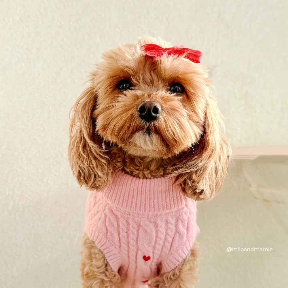 Pink Heartstrings Jumper - Cable Knit