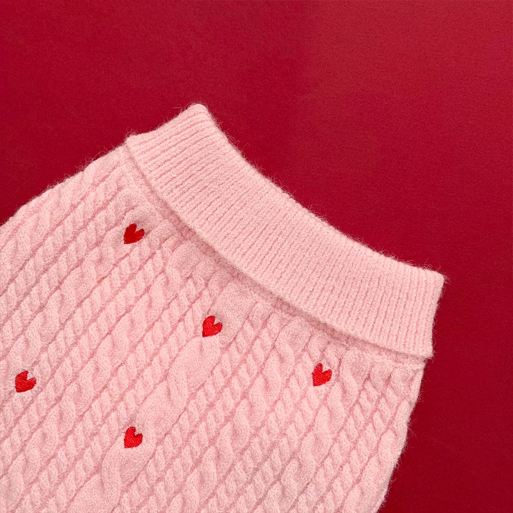Pink Heartstrings Jumper - Cable Knit