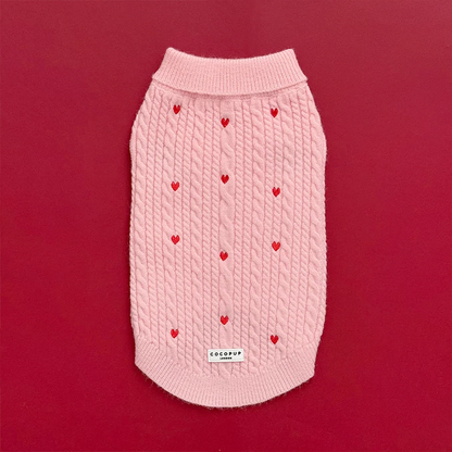 Pink Heartstrings Jumper - Cable Knit