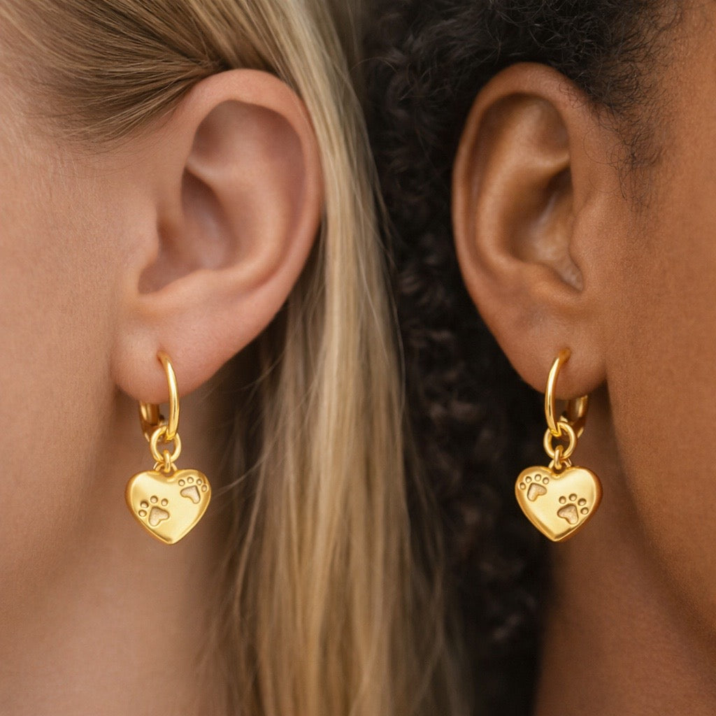 Pawprint Heart Hoop Earrings 2.0