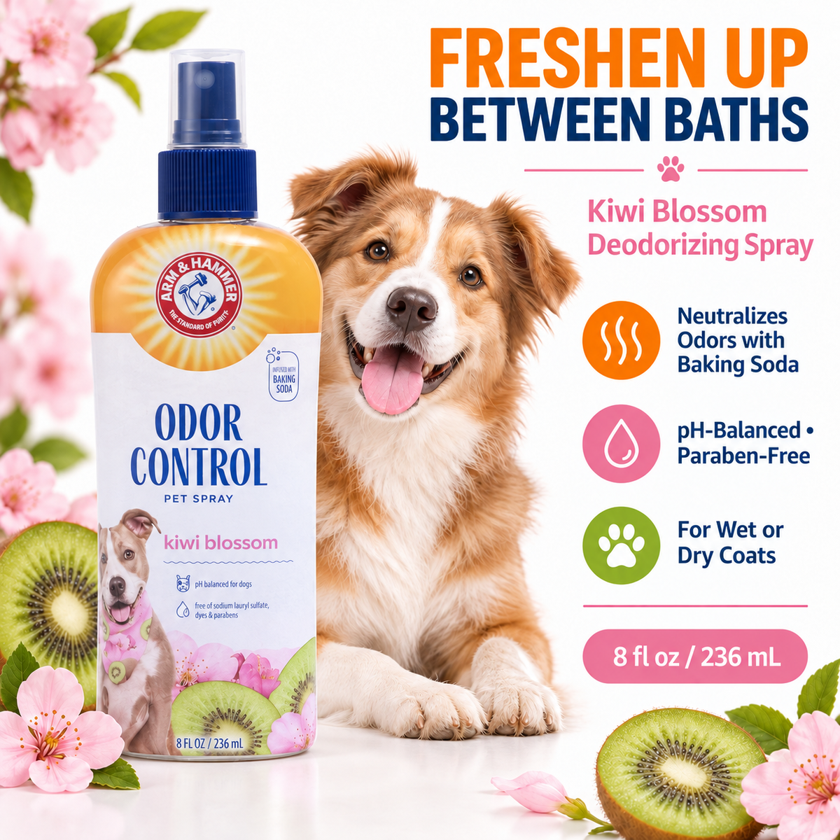 Fresh Fur Fix – Kiwi Blossom Deodorizing Dog Spray | Arm & Hammer Baking Soda
