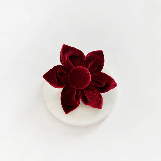 Luxe Red Velvet Flower Bow Tie