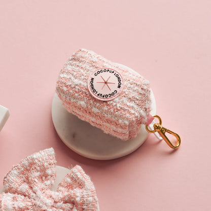 Pink Tweed Poop Bag Holder - Bridgerton