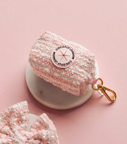 Pink Tweed Poop Bag Holder - Bridgerton