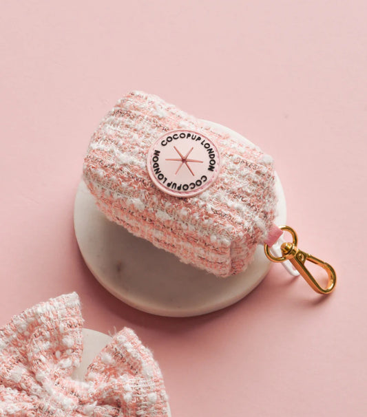 Pink Tweed Poop Bag Holder - Bridgerton