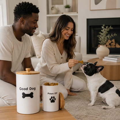 Ceramic Dog Treat Jar (Good Dog & Paws Off)