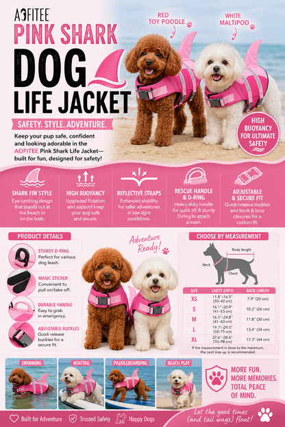 Pink Shark Dog Life Jacket