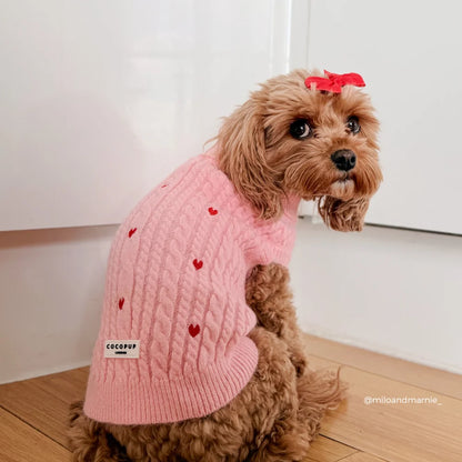 Pink Heartstrings Jumper - Cable Knit