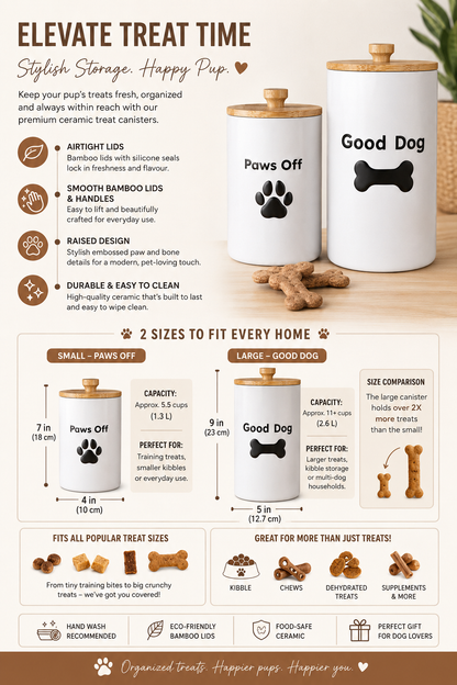 Ceramic Dog Treat Jar (Good Dog & Paws Off)