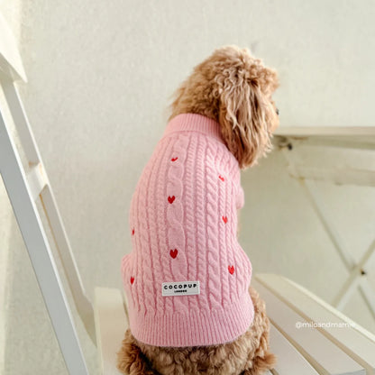 Pink Heartstrings Jumper - Cable Knit