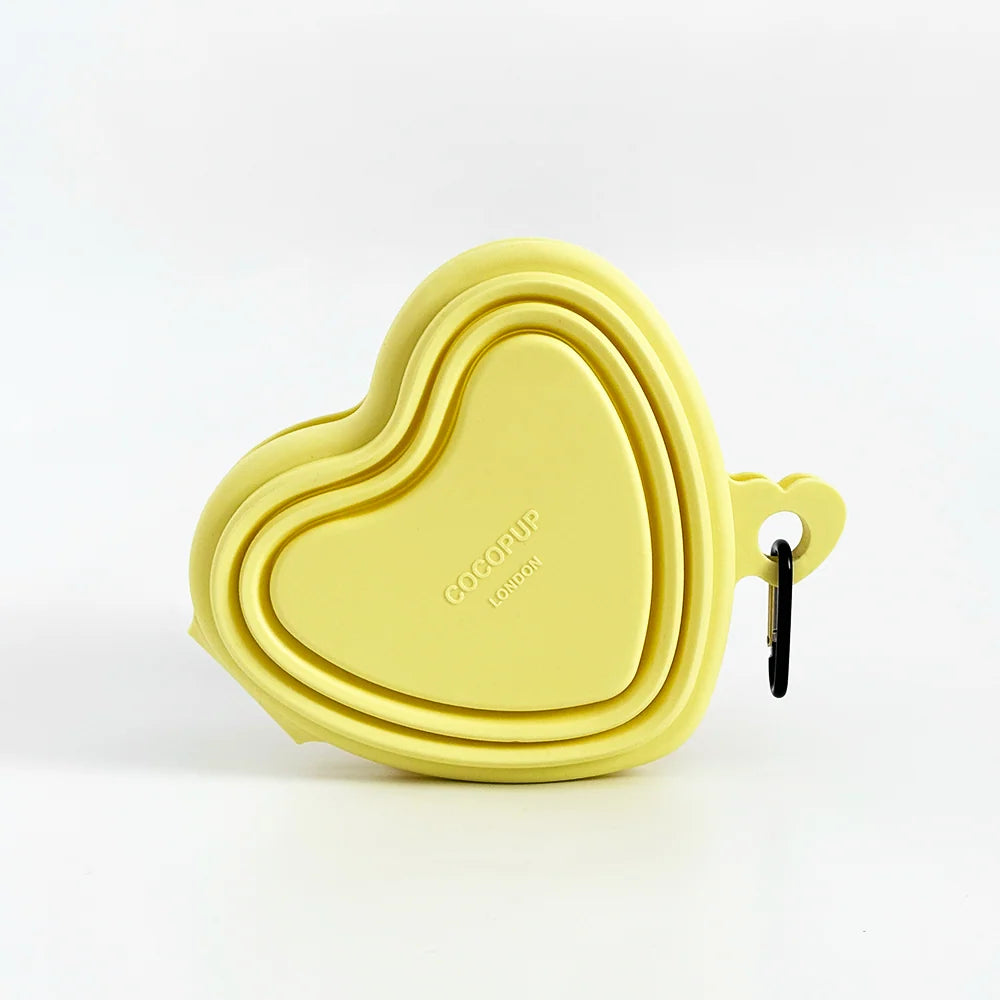 Heart Dog Bowl - Portable & Collapsible (Yellow)