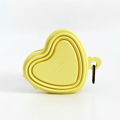 Heart Dog Bowl - Portable & Collapsible (Yellow)