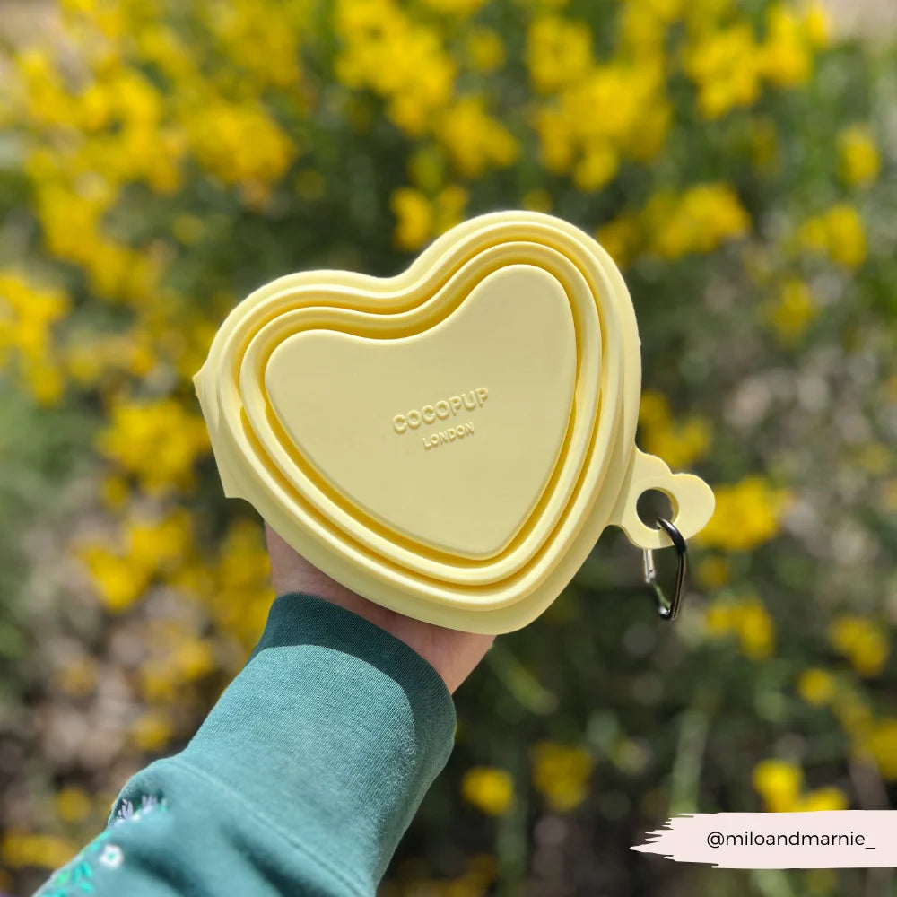 Heart Dog Bowl - Portable & Collapsible (Yellow)