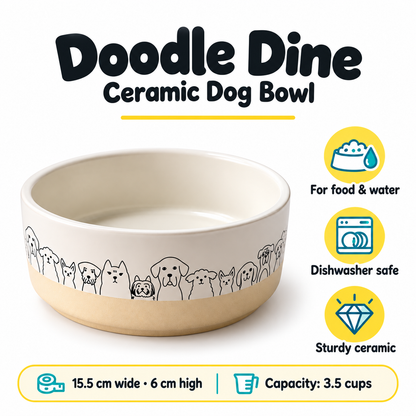 Doodle Dine Ceramic Dog Bowl