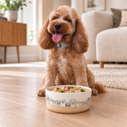 Doodle Dine Ceramic Dog Bowl