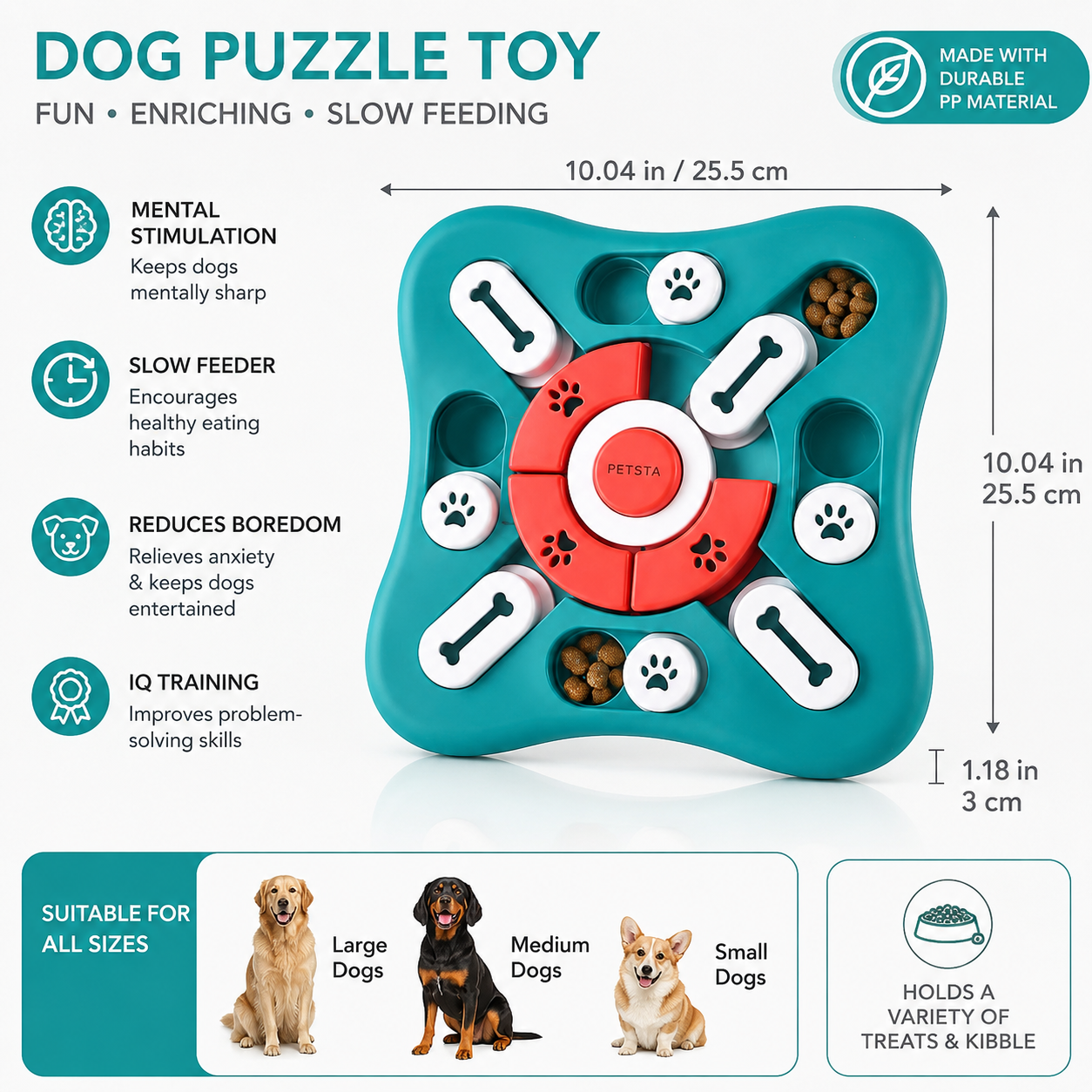 Enrichment Puzzle Dog Feeder (Teal)