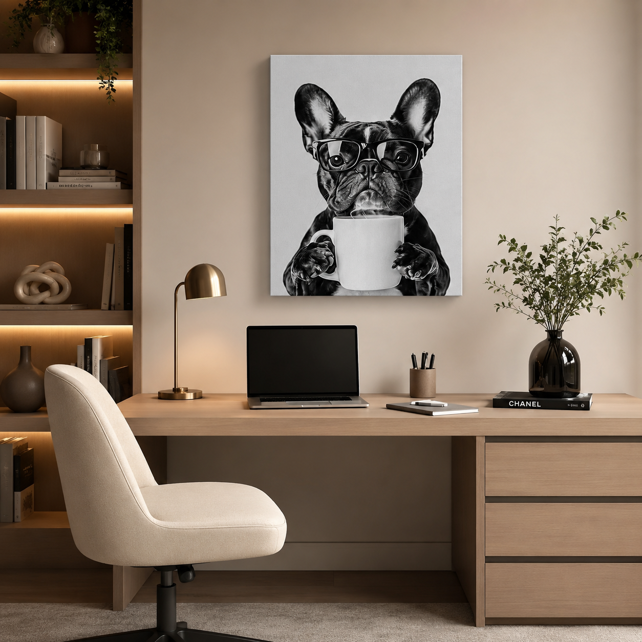 A Coffee Loving Frenchie Wall Art Decor