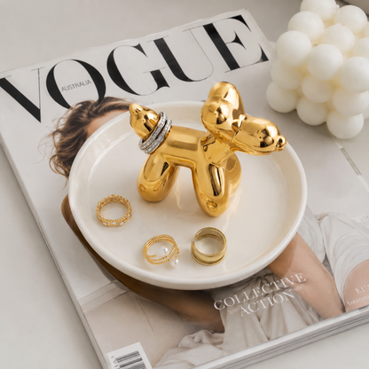 Golden Dog Jewellery Tray - Ceramic Decor