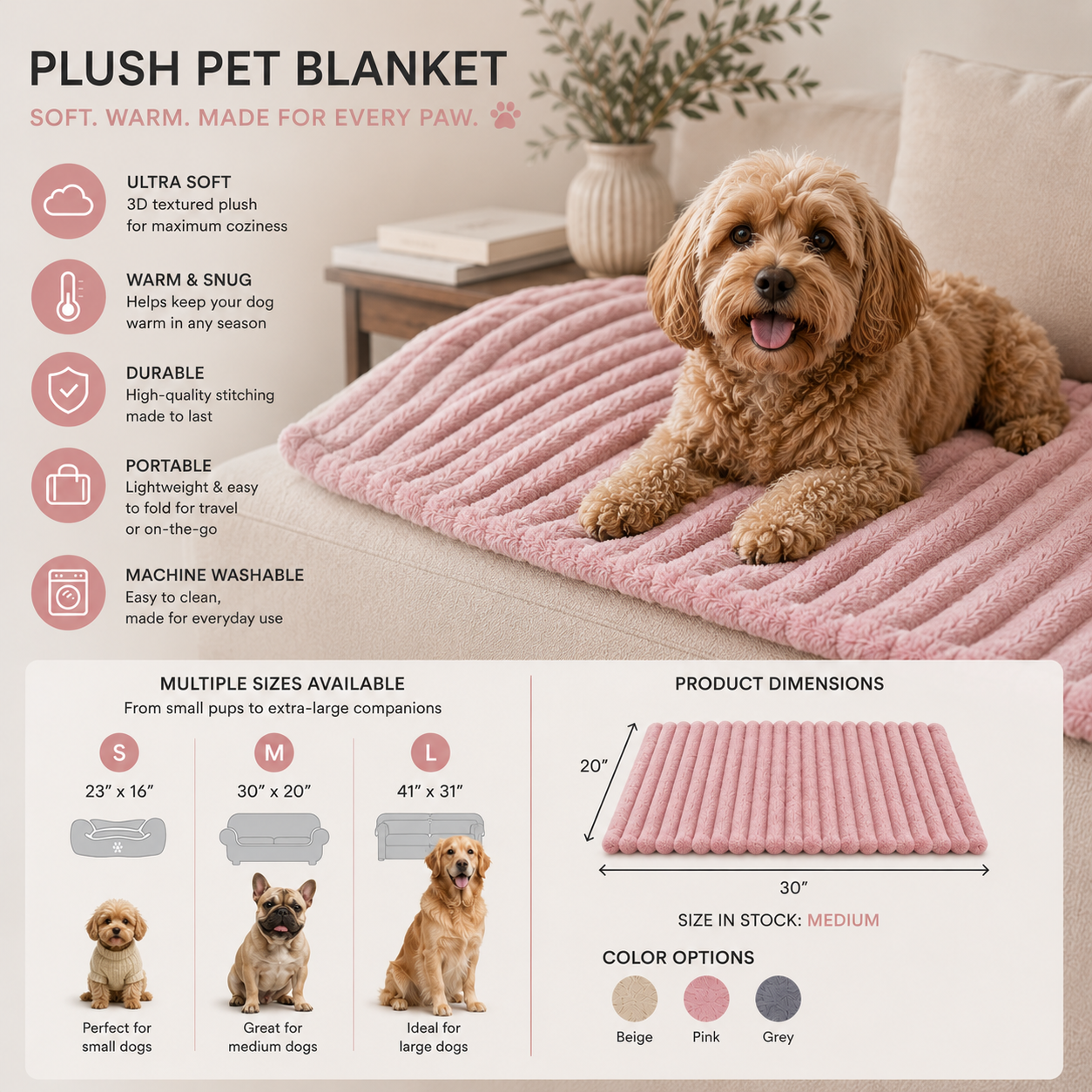 Cloud Nest Plush Dog Blanket