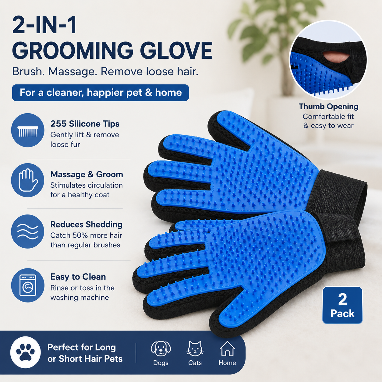 Fur-Ease Grooming Gloves