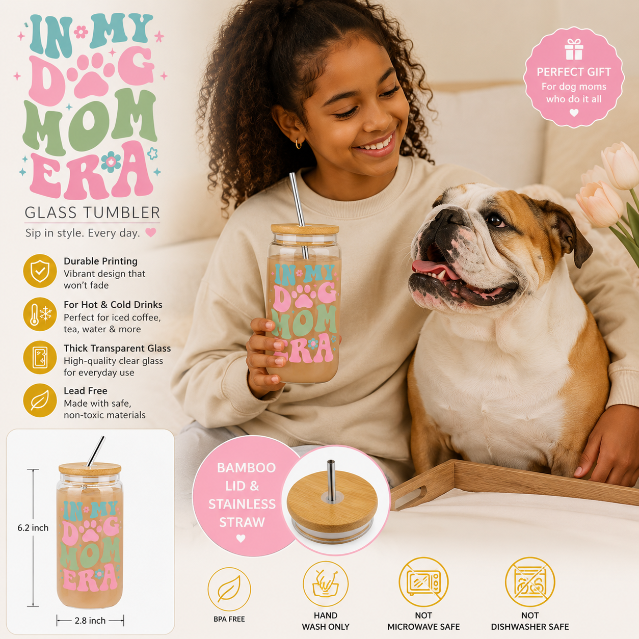 Dog Mama Era Glass Tumbler