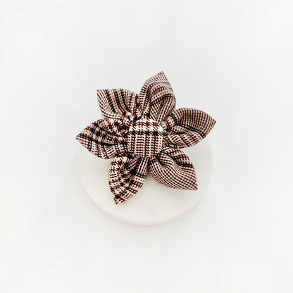 Pup Plaid Flower Bow Tie